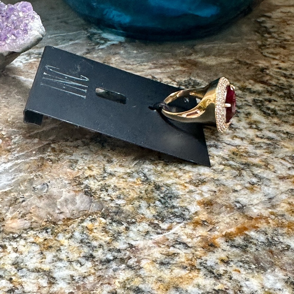 INC Gold Ruby CZ Stone Ring - Picture 7 of 9